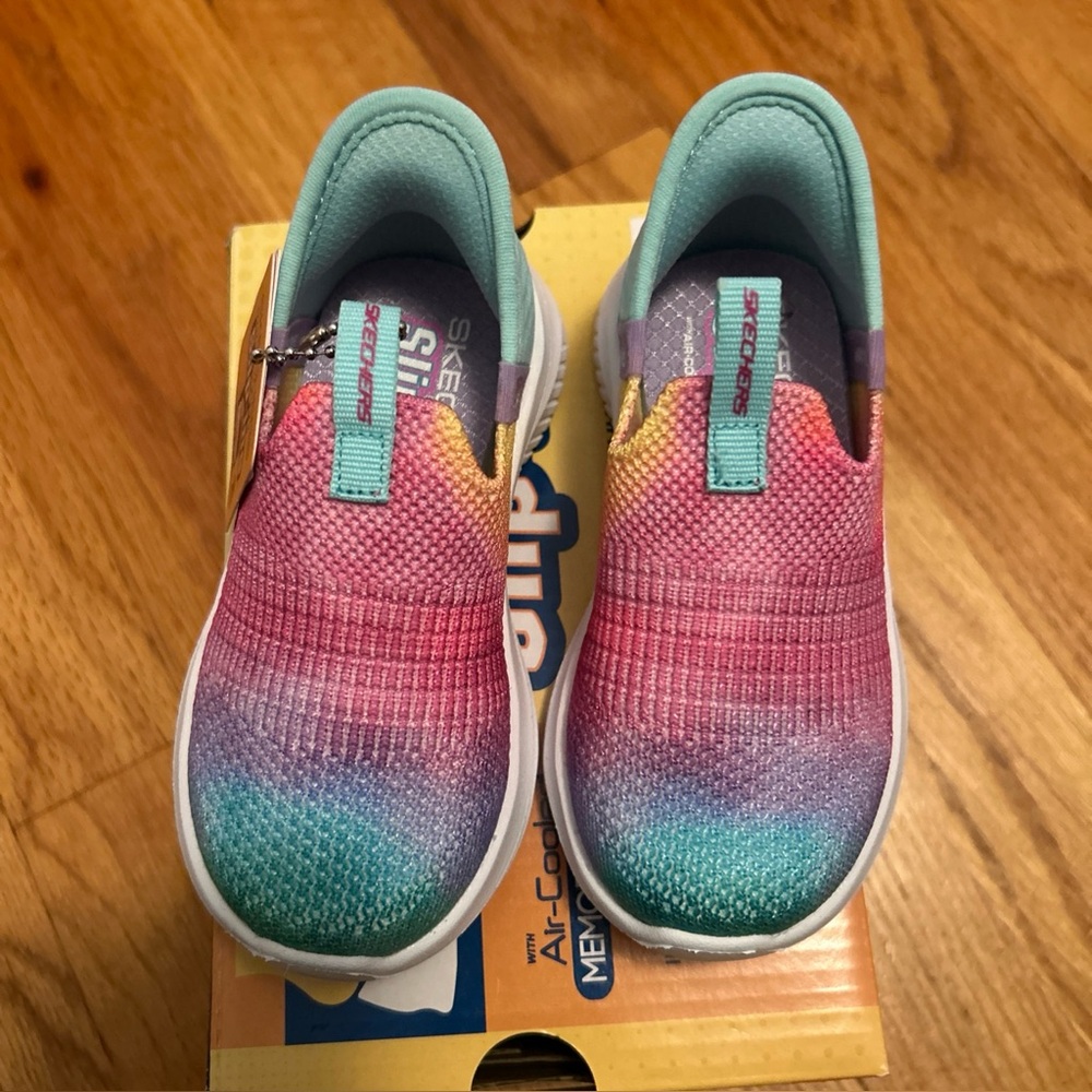 NEW Skechers Shoes Ultra Flex 3.0 Slip-Ins Hands Free Pastel Clouds SZ 5 Toddler